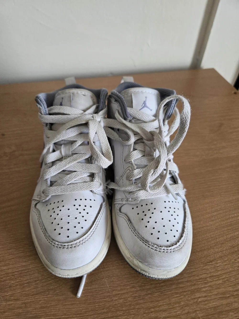 Nike Kids White and Gray Air Jordan High-Top Sneakers